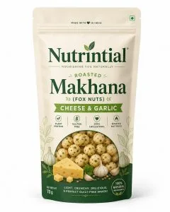 Roasted makhana cheese & garlic pack front view
