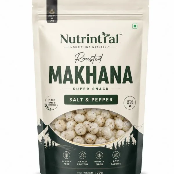 Roasted makhana salt & pepper pack front view