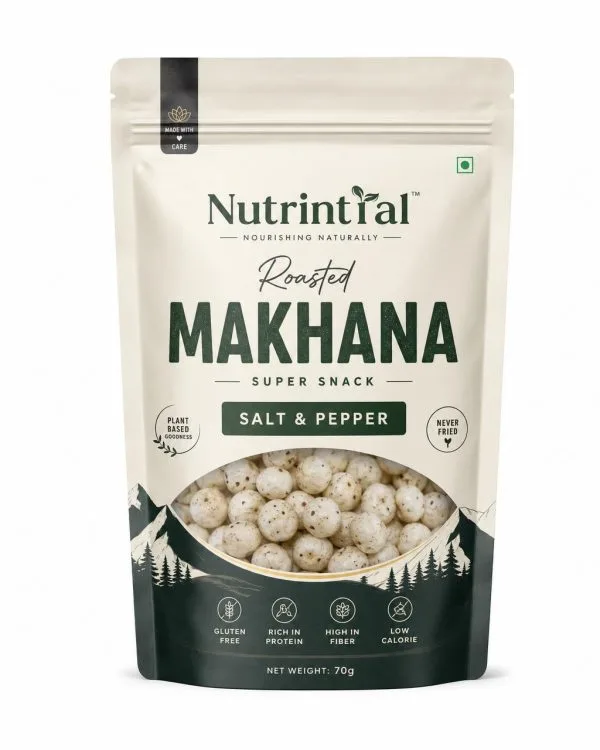 Roasted makhana salt & pepper pack front view
